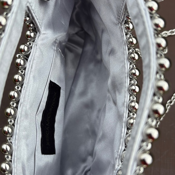 New With Tag — Hand-Beaded Silver Evening Shoulder Bag / Clutch - Picture 6 of 9